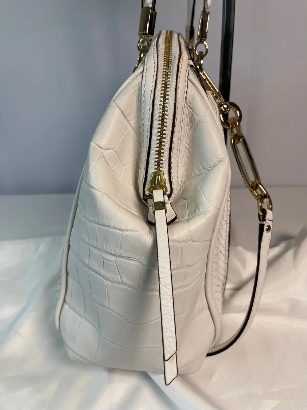 Coach A1420-30103 Madison Mixed Exotic Embossed Leather Satchel Authenticated